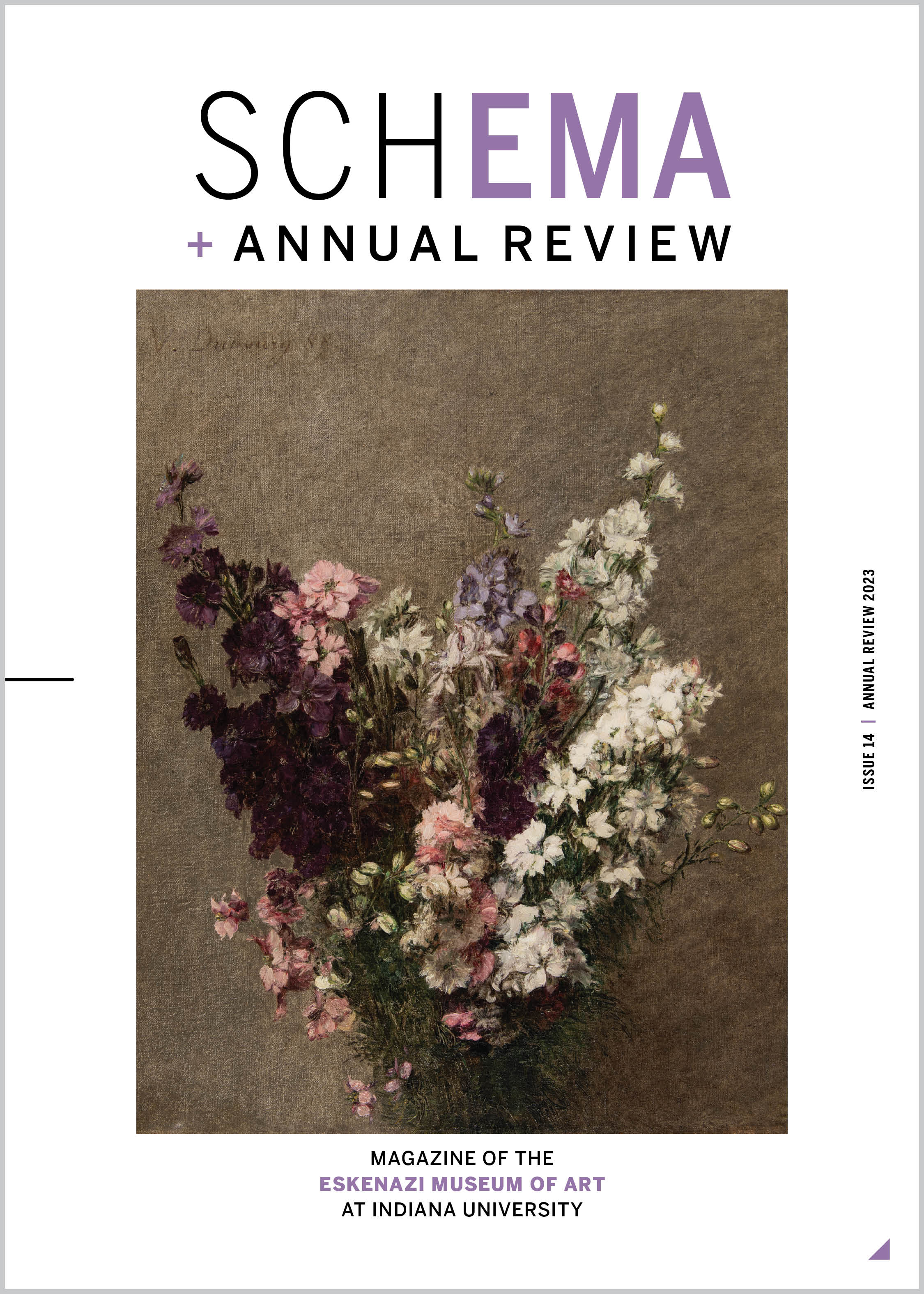 The cover of SCHEMA Issue 14 and 2023 Annual Review. There is a still life of flowers centered on the cover.